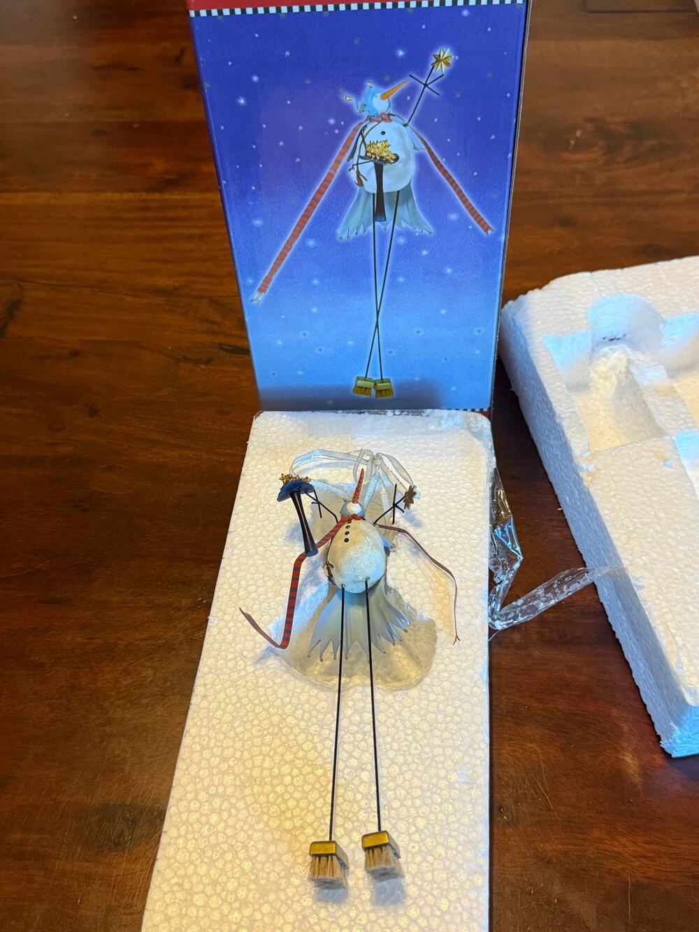 Department 56 Christmas Snowman with broom feet ornament in box